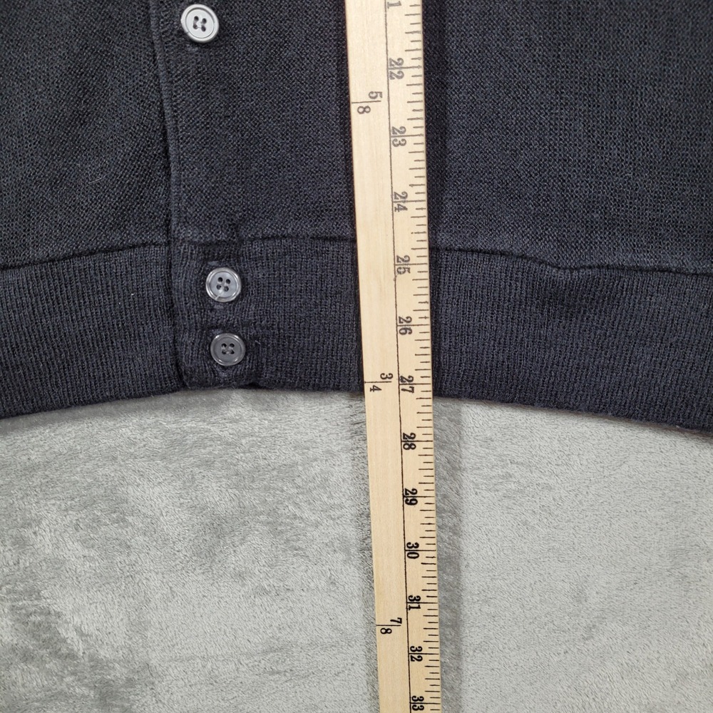 Vintage Izod Cardigan Sweater XL Black Button Up Crest Acrylic Preppy Grandpa - Picture 7 of 8